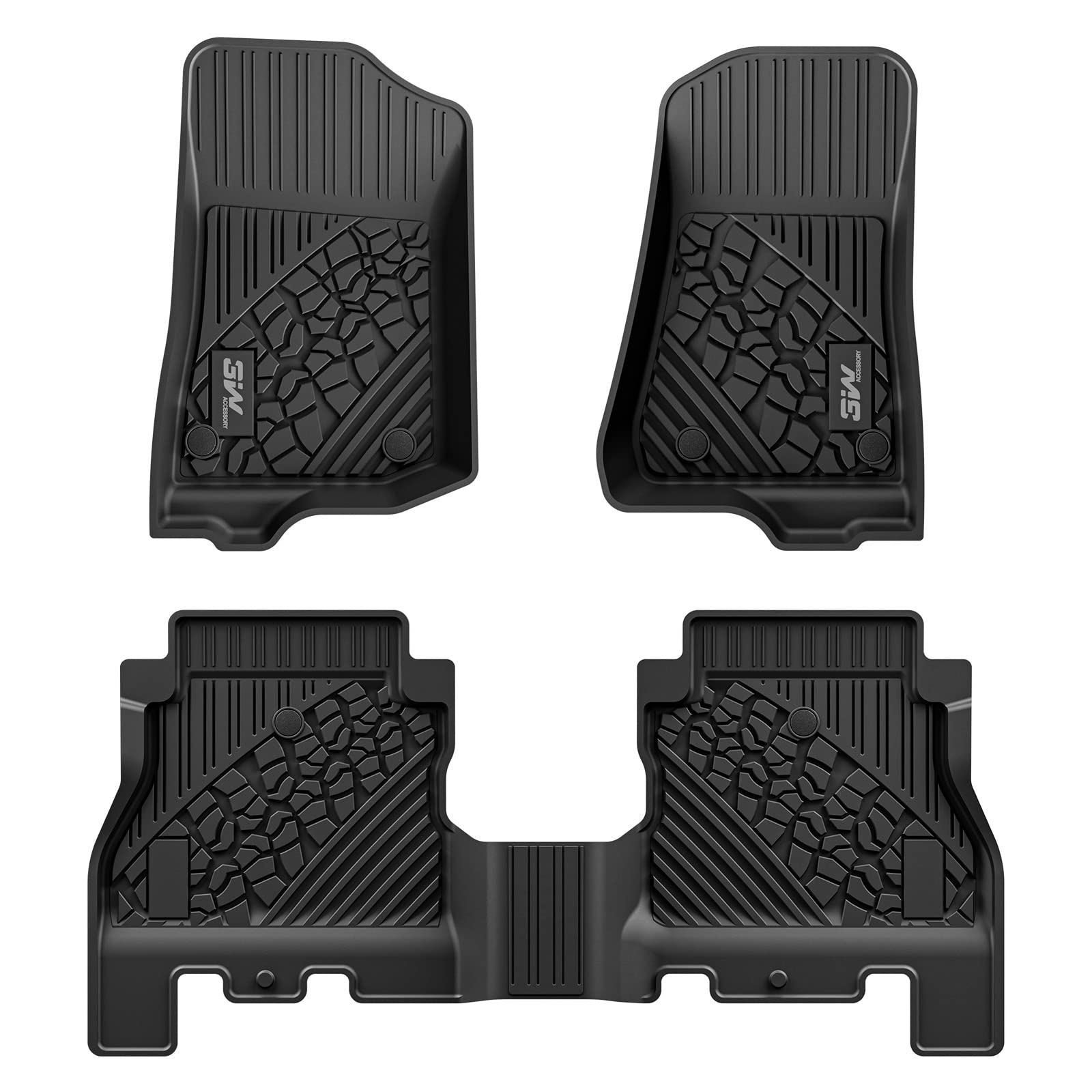 3W Jeep Wrangler JLU Custom Floor Mats or Trunk Mat 2018-2024 Unlimited 4-Door TPE Material & All-Weather Protection Vehicles & Parts 3Wliners 2018-2024 JL with Subwoofer 2018-2024 1st&2nd Row Mats