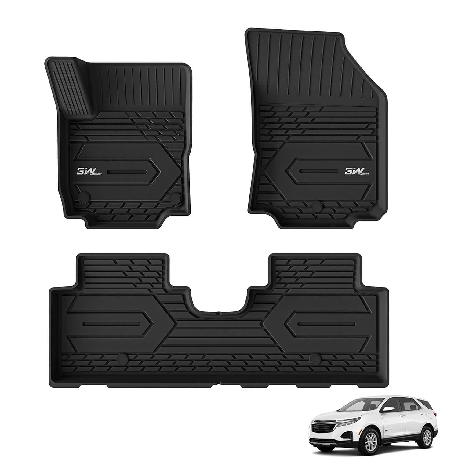 3W Chevy / Chevrolet Equinox / GMC Terrain 2018-2024 Custom Floor Mats TPE Material & All-Weather Protection Vehicles & Parts 3Wliners   