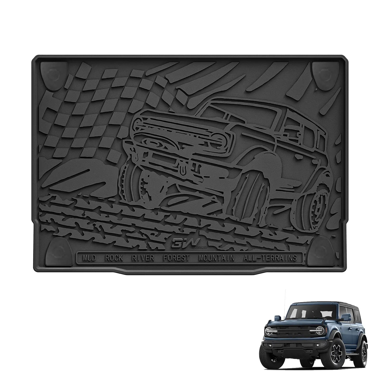 3W Ford Bronco 4-Door 2021-2025 Floor Mats / Trunk Mat Thorex™ All-Weather Protection - 3Wliners