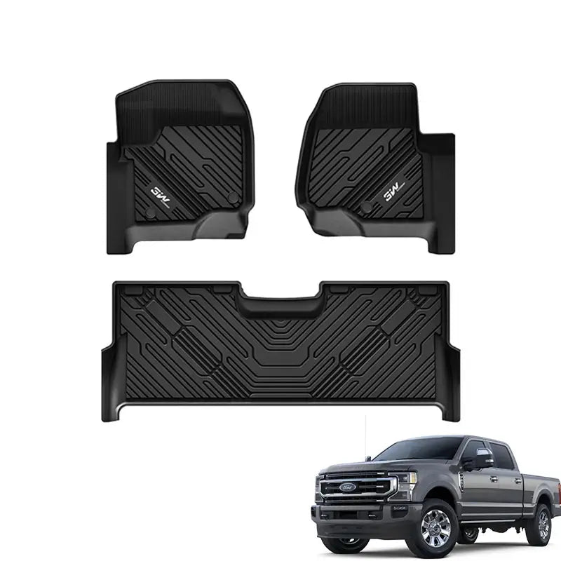 3W Custom Floor Mats Ford F150 (2015-2025) & F250 F350 F450 F550 (2017-2025) Vehicles & Parts 3Wliners F250-550 with Underseat Storage ONLY 1st&2nd Row Mats