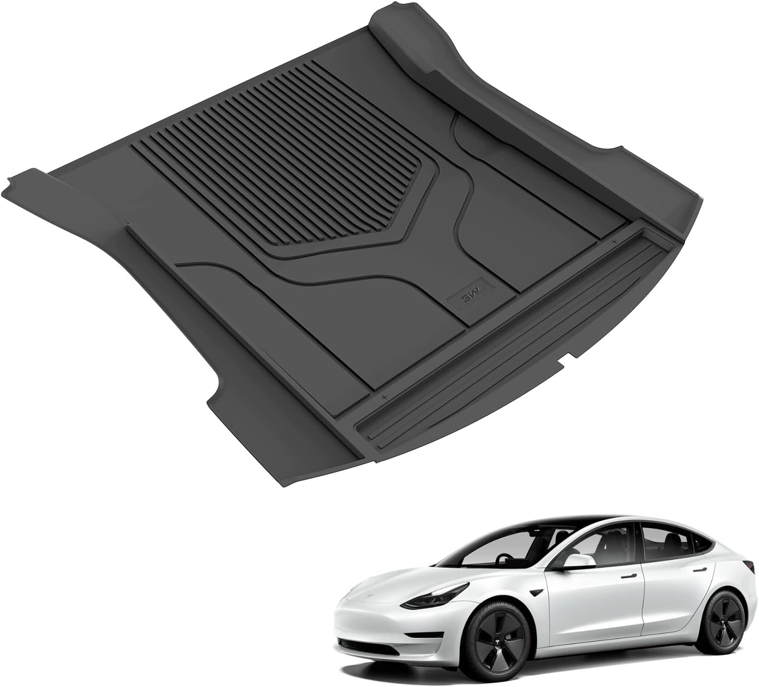 3W Tesla Model 3 2021-2023 Custom Floor Mats / Trunk Mats TPE Material & All-Weather Protection 2021-2023 / Model 3 2021-2023 / Rear Trunk Mat