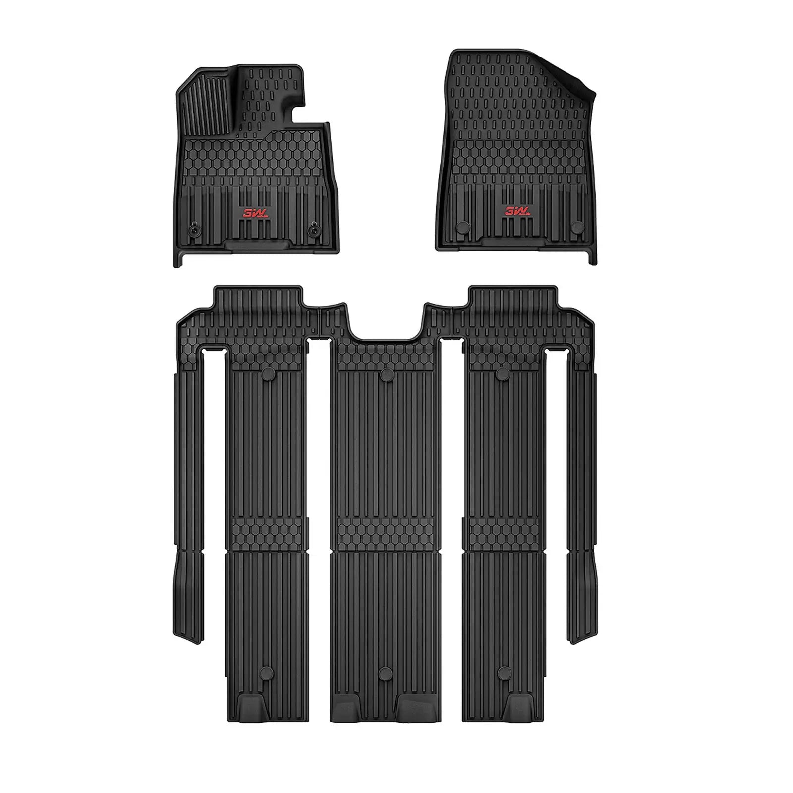 3W Toyota Sienna 7 Seat / 8 Seat 2021-2025 Custom Trunk Mat TPE Material & All-Weather Protection Vehicles & Parts 3Wliners 2025 7 Seat with Red Logo 1st&2nd&3rd Row Mats