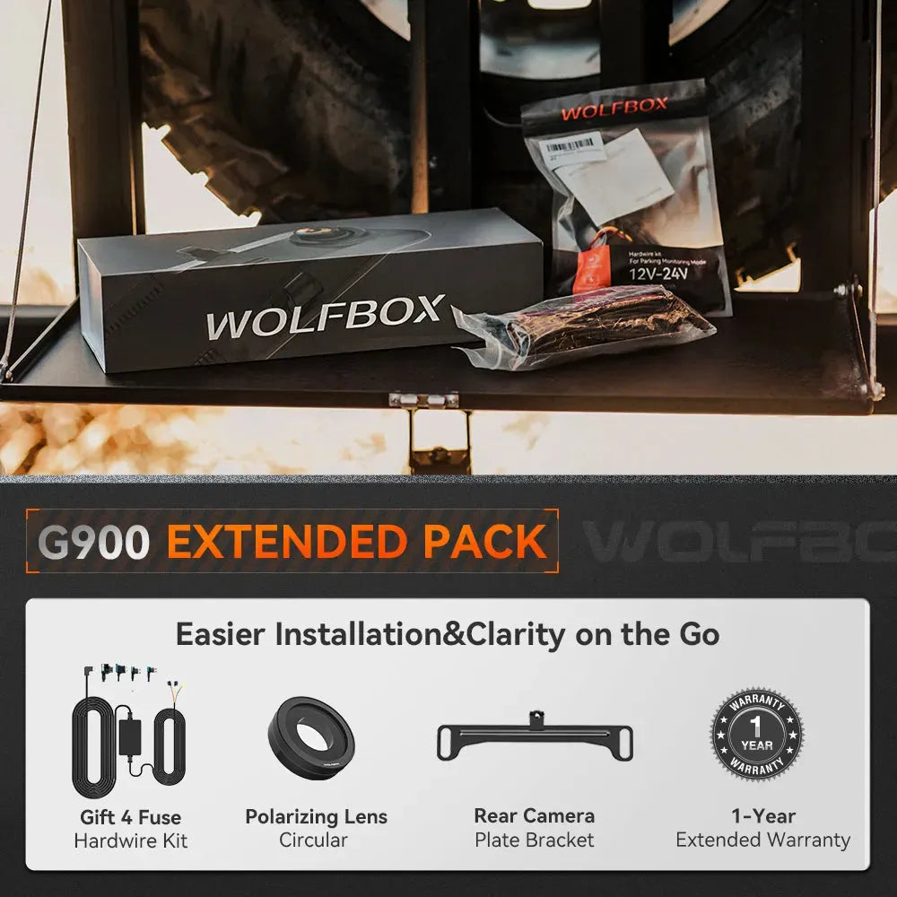 WOLFBOX G900 4K+2.5K Touch Screen Parking Monitoring Dash Cam Smart Mirror camera WOLFBOX The Ultimate: G900 Extended Package