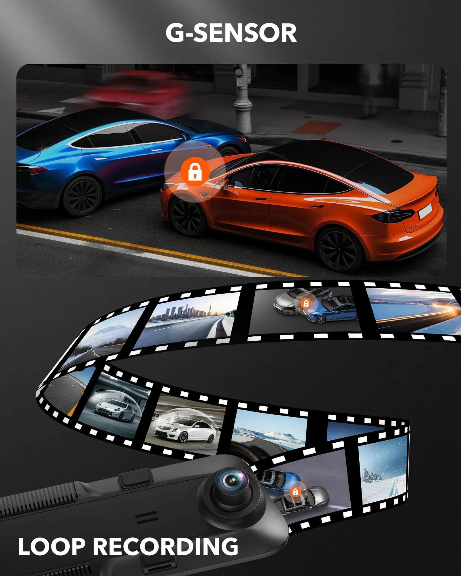 WOLFBOX G840H Wi-Fi Rear View Mirror Dash Cam camera WOLFBOX
