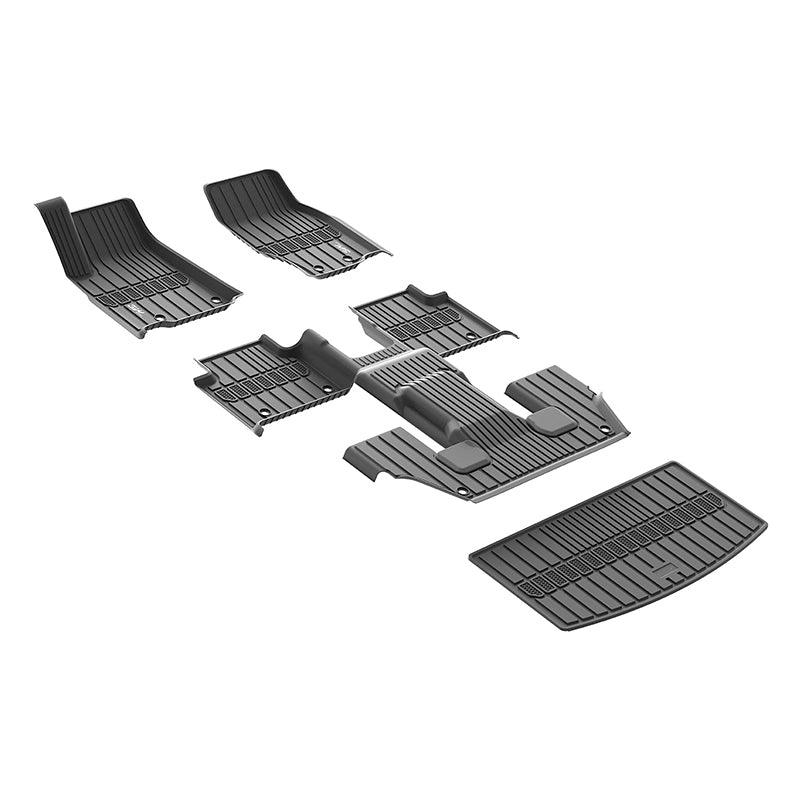 3W Jeep Grand Cherokee L 6 Seat 2021-2025 Custom Floor Mats / Trunk Mat TPE Material & All-Weather Protection Vehicles & Parts 3Wliners 2021-2025 6 Seat Grand Cherokee L 1st&2nd&3rd Row+Trunk Mat