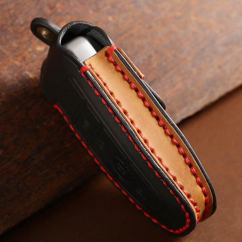 3W Key Fob Cover Case 4 Buttons for Dodge Ram Genuine Leather with Keychain 360° Protection 3Wliners