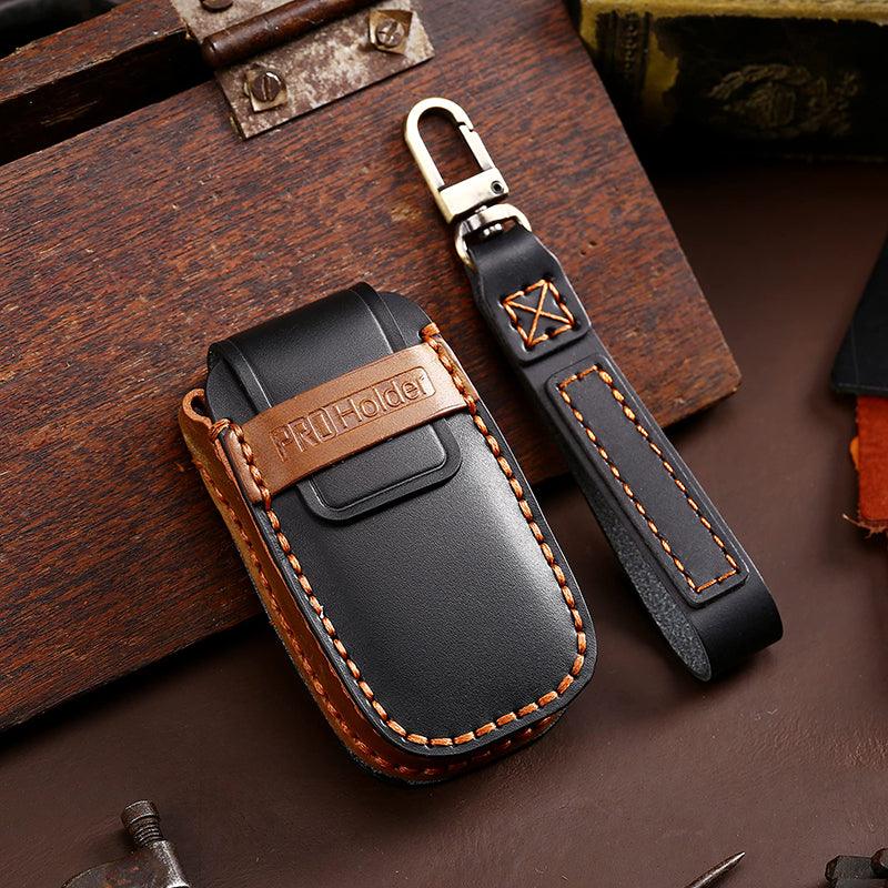 3W Key Fob Cover Case 4 Buttons for Dodge Ram Genuine Leather with Keychain 360° Protection 3Wliners