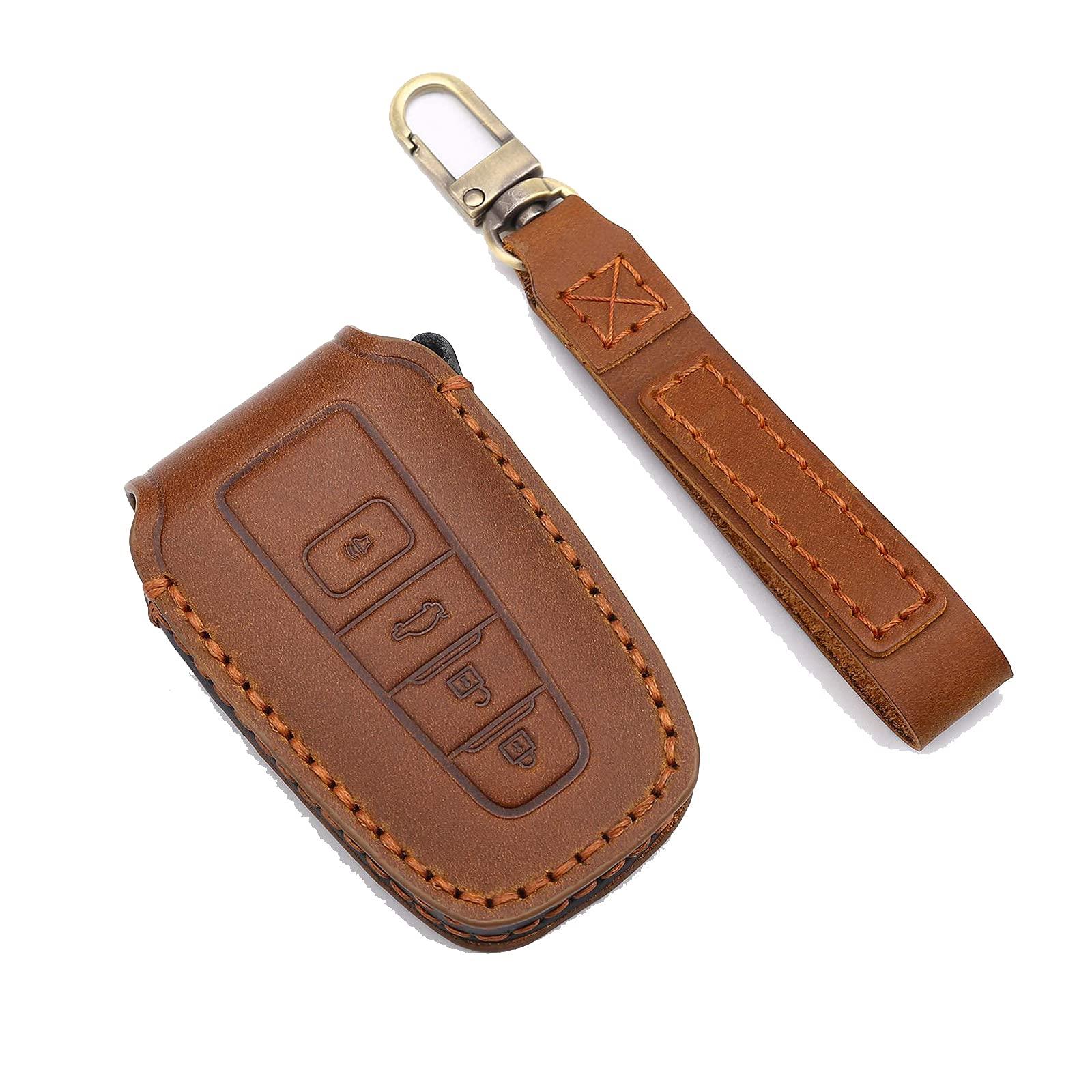 3W Toyota RAV4 Key Fob Cover Case 360 Degree Protection Genuine Leather with Keychain Vehicles & Parts 3Wliners