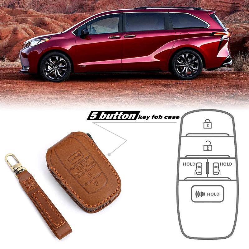 3W Toyota Sienna 2021-2024 4th Key Fob Cover Case Genuine Leather with Keychain Vehicles & Parts 3Wliners