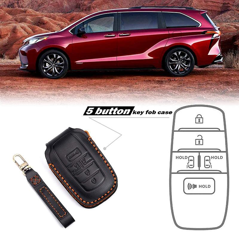 3W Toyota Sienna 2021-2024 4th Key Fob Cover Case Genuine Leather with Keychain Vehicles & Parts 3Wliners