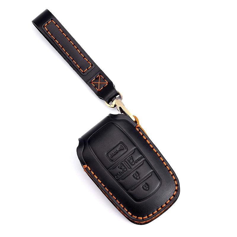3W Toyota Sienna 2021-2024 4th Key Fob Cover Case Genuine Leather with Keychain Vehicles & Parts 3Wliners Sienna KC 5 Buttons Black