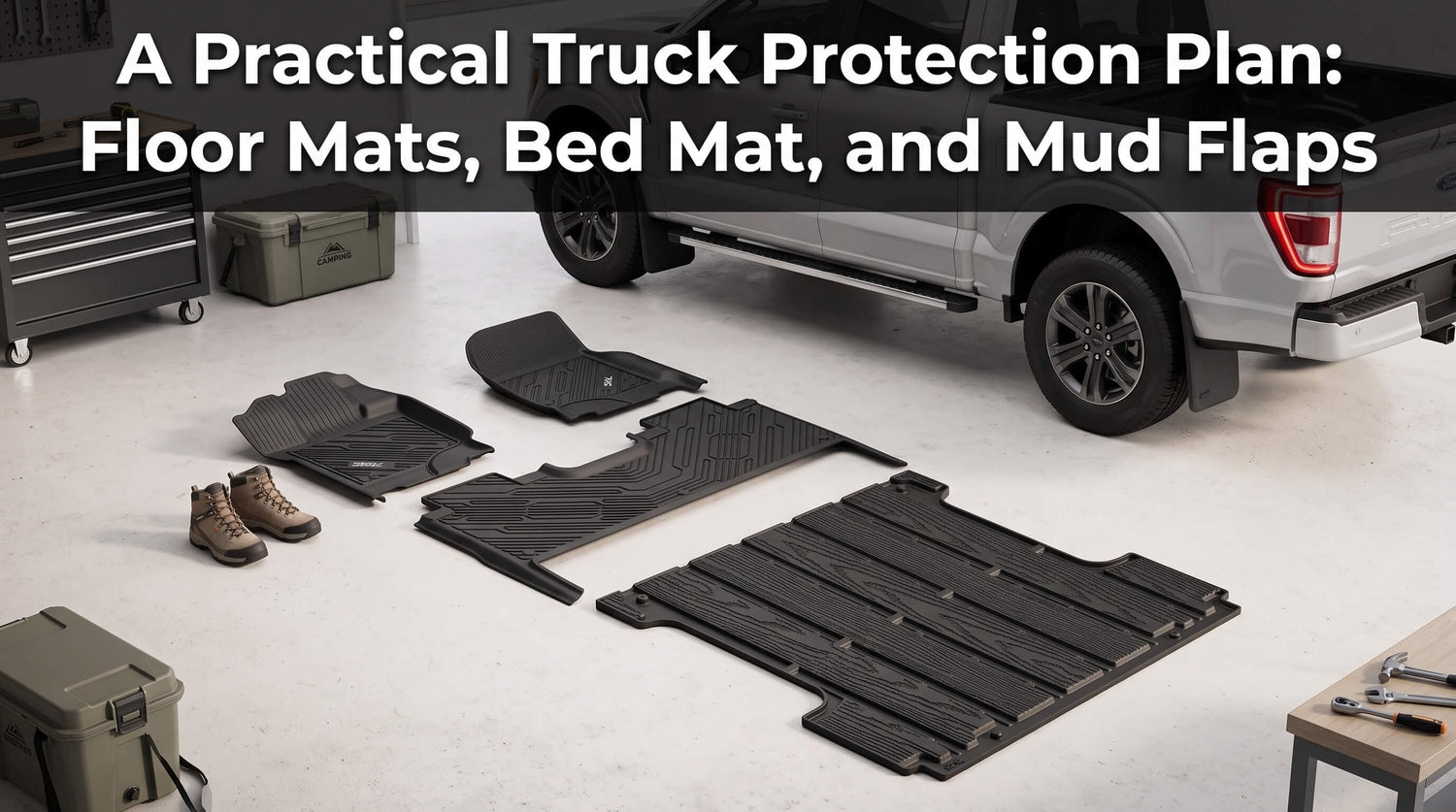 A Practical Truck Protection Plan: Floor Mats, Bed Mat, and Mud Flaps