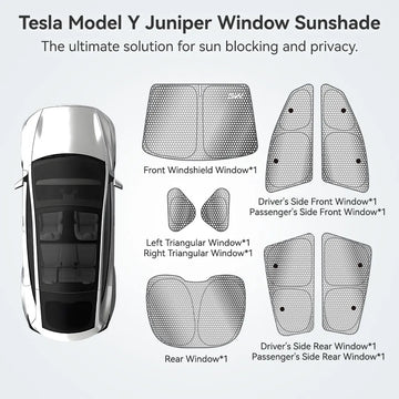 3W Car Window Shades for Model Y Juniper 2025-2026 8PCS Privacy