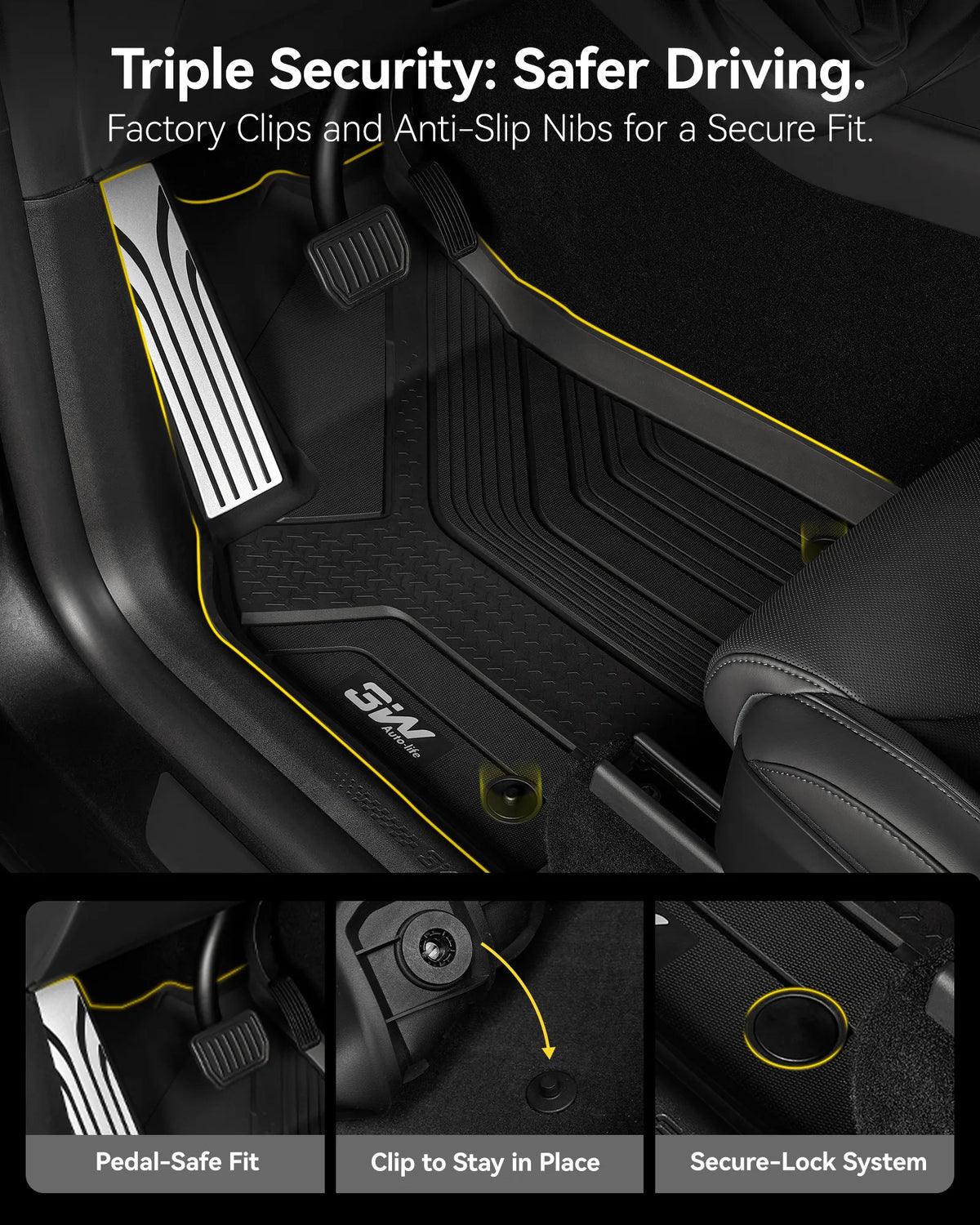 3W Tesla Model Y L 2026-2027 Custom Floor Mats Thorex™ All Weather Protection - 3Wliners