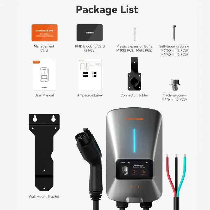 WOLFBOX Level 2 EV Charger 50 Amp with WiFi and Bluetooth  WOLFBOX   