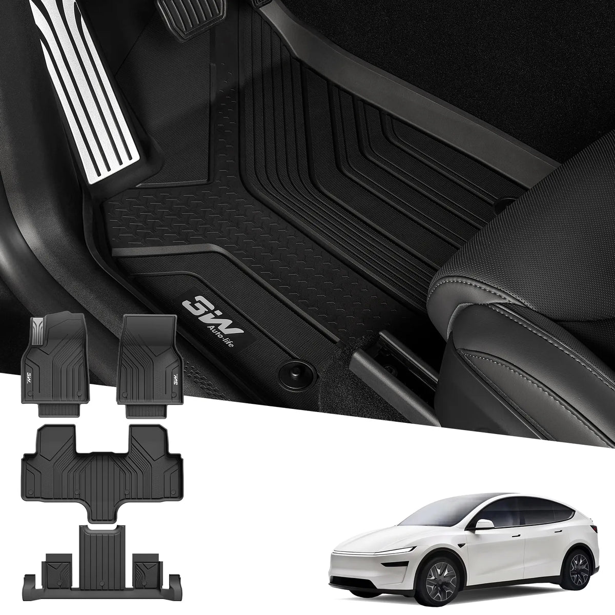 3W Tesla Model Y L 2026-2027 Custom Floor Mats Thorex™ All Weather Protection - 3Wliners