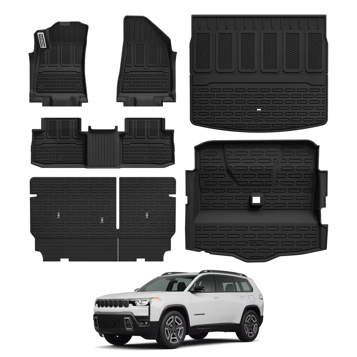 3W Jeep Cherokee 2026-2027 Custom Floor Mats / Trunk Mat / Seat Back Protector Thorex™ All-Weather Protection
