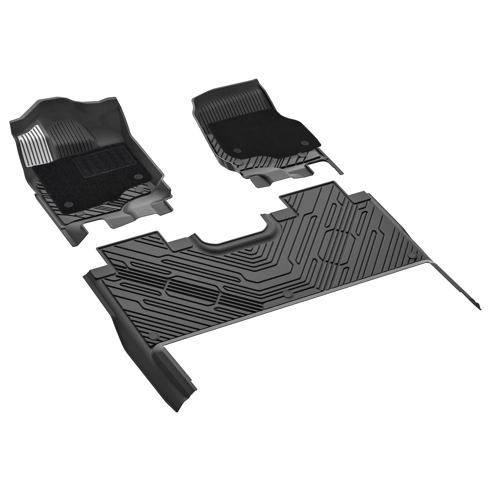3W All-Weather Thorex™ Floor Mats Fit Ford F150 / F-150 Lightning SuperCrew Cab 2015-2026 (with Original Folding Under-Seat Storage Box) - 3Wliners