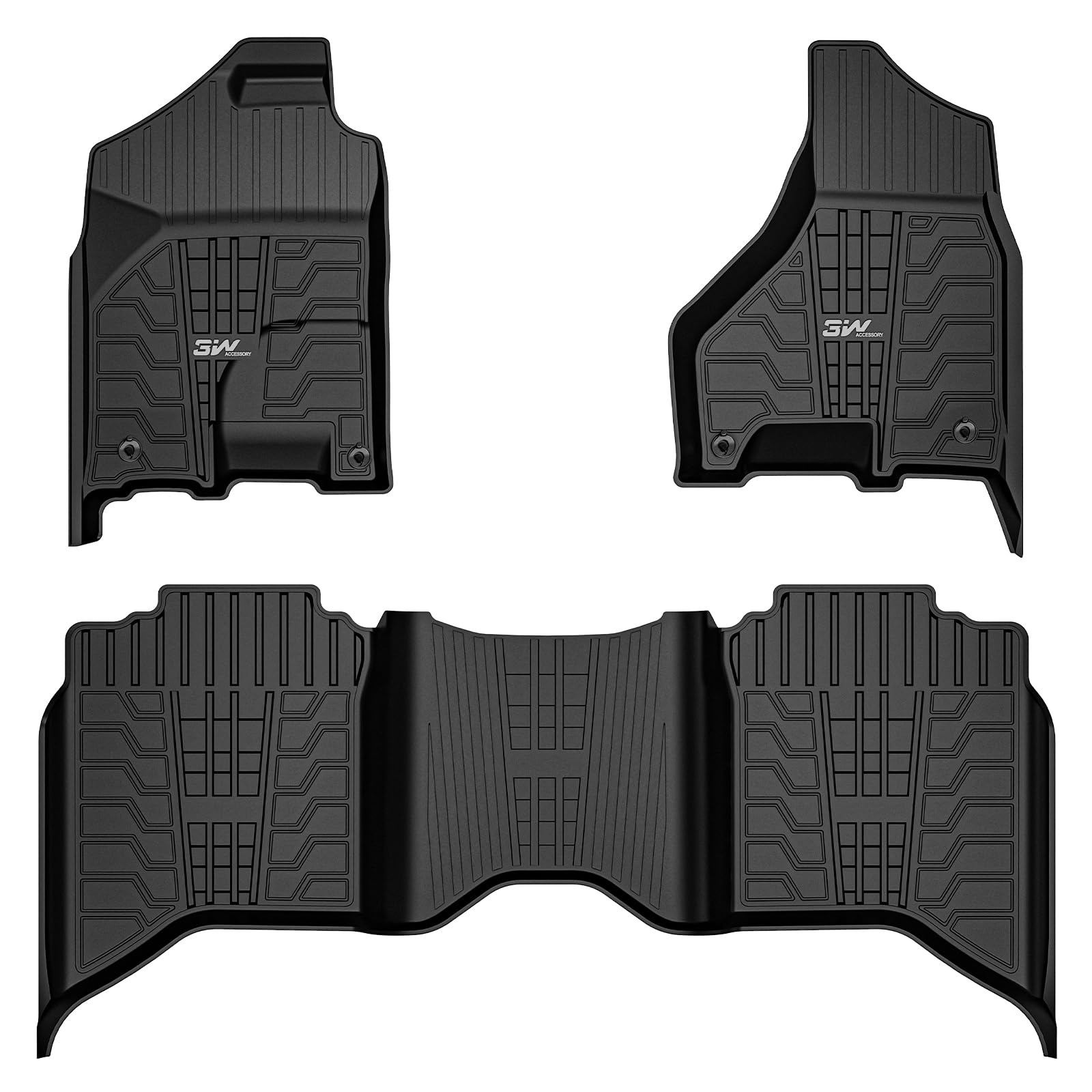 3W Dodge Ram 1500/2500/3500 2013-2018 (Not Quad cab) Without Storage Custom Floor Mats TPE Material & All-Weather Protection Vehicles & Parts 3Wliners 2013-2018 Ram 1500 2013-2018 1st&2nd Row Mats