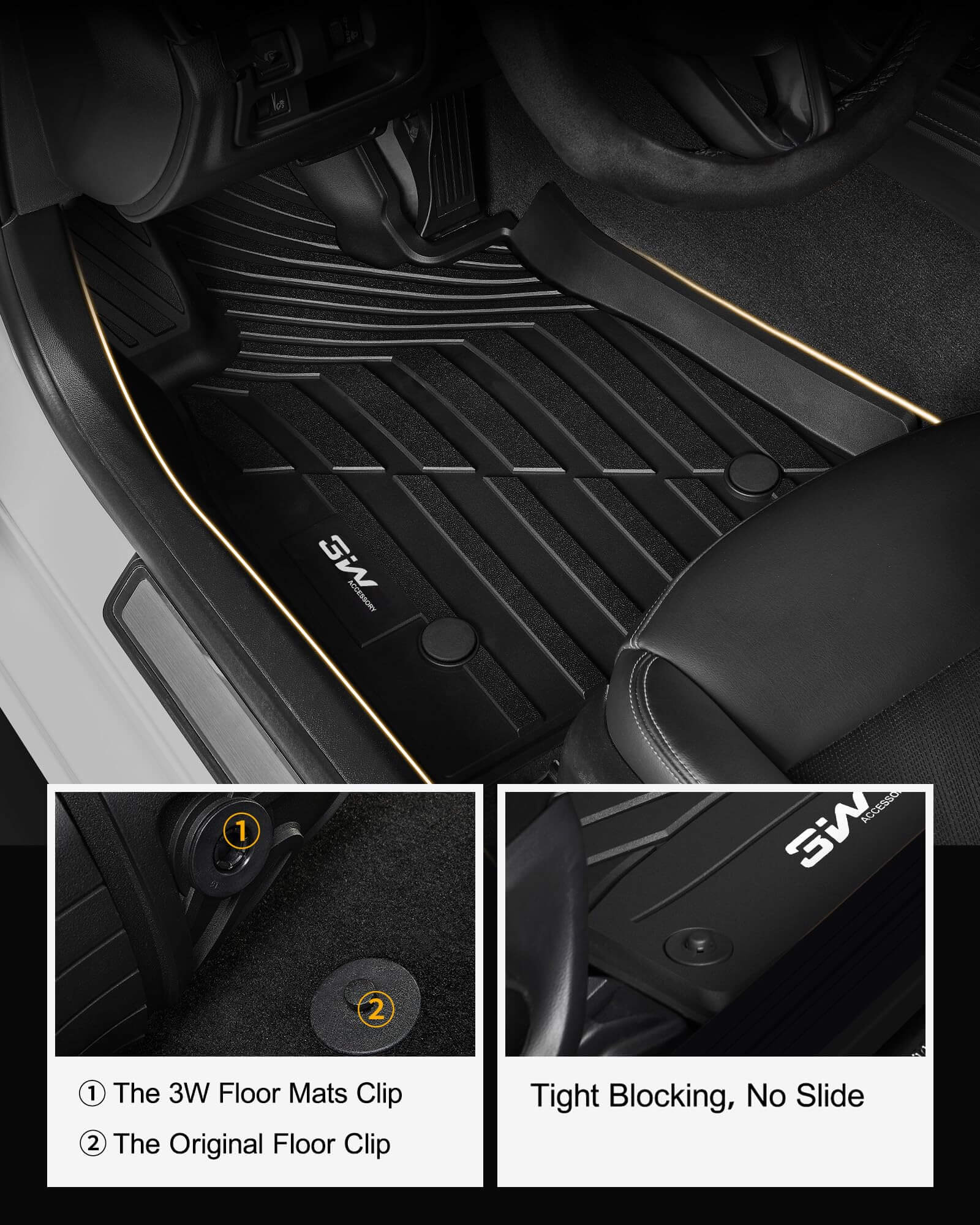 3W Cadillac XT4 2019-2024 Custom Floor Mats TPE Material & All-Weather Protection Vehicles & Parts 3Wliners   
