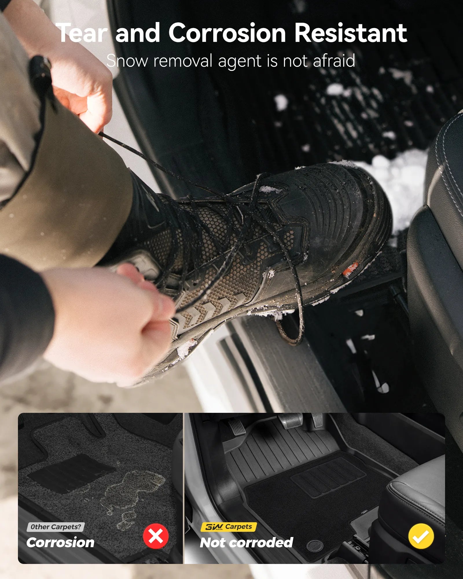 3W Custom Floor Mats for 2019-2026 Ram 2500/3500 Crew Cab with Bucket Seats (Not for PTO KIT Models & Only for Carpet Floor) Thorex™ All-Weather Protection - 3Wliners