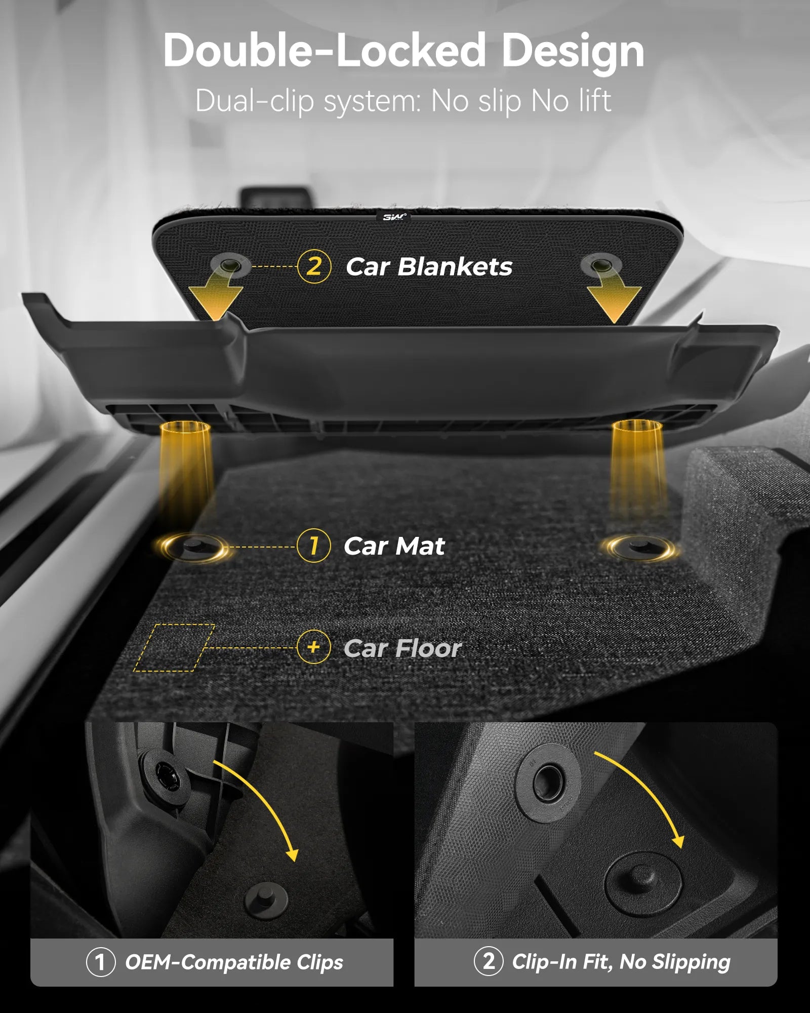 3W Custom Floor Mats for 2019-2026 Ram 2500/3500 Crew Cab with Bucket Seats (Not for PTO KIT Models & Only for Carpet Floor) Thorex™ All-Weather Protection - 3Wliners