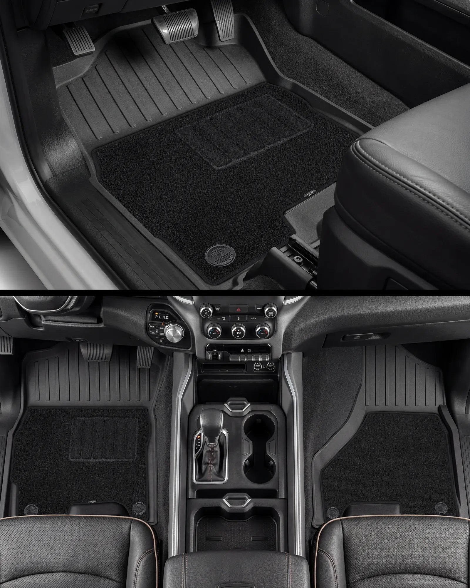 3W Custom Floor Mats for 2019-2026 Ram 2500/3500 Crew Cab with Bucket Seats (Not for PTO KIT Models & Only for Carpet Floor) Thorex™ All-Weather Protection - 3Wliners