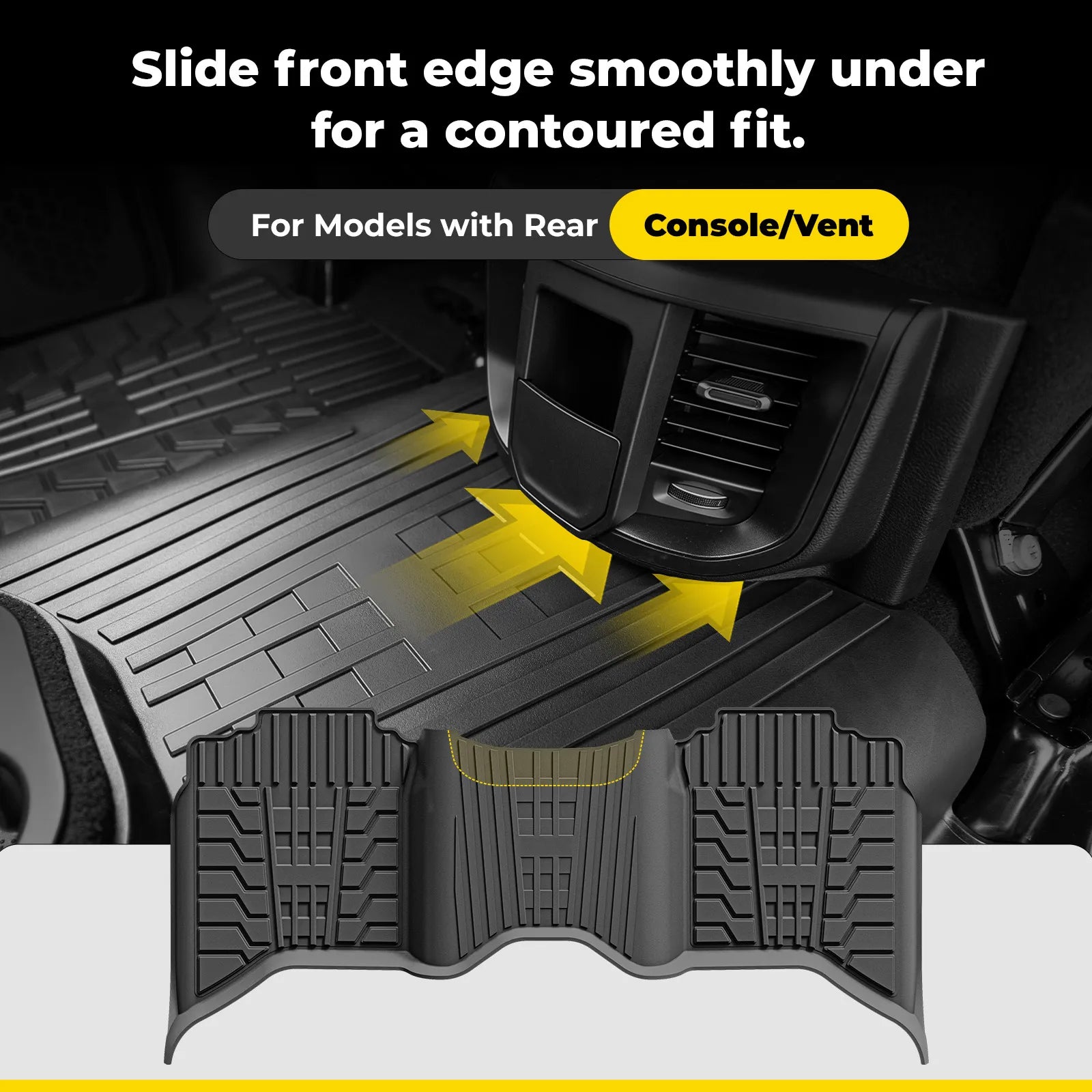 3W 2019-2026 Ram 2500/3500 Crew Cab with Bucket Seats Custom Floor Mats TPE Car Accessories Black 1 & 2 Row Mats