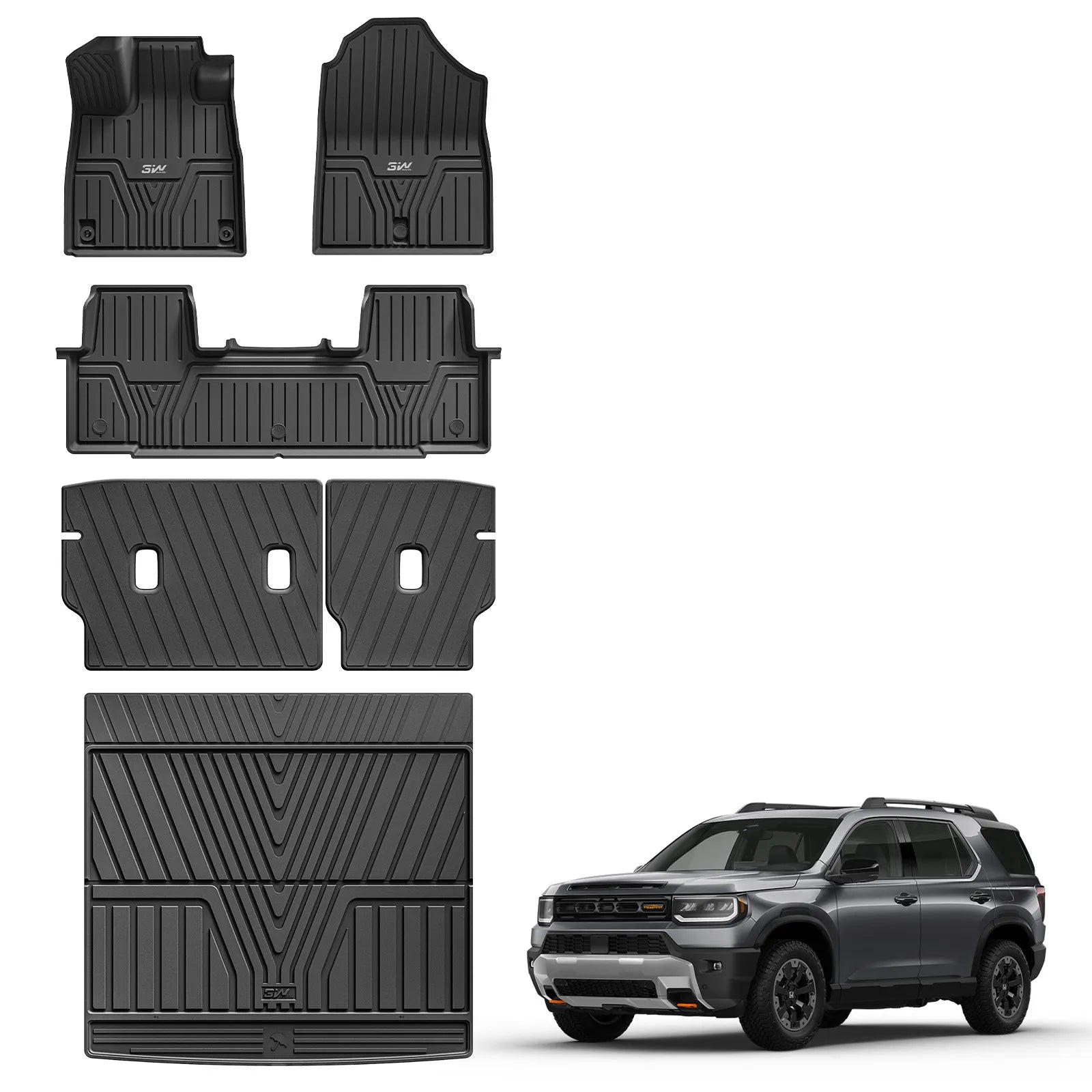 3W Honda Passport 2026 Floor Mats / Cargo Liner Custom Mats Thorex™ All-Weather Protection