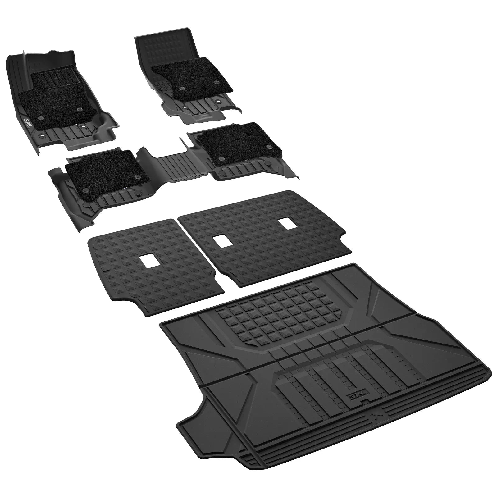 Floor Mats with Double Layered Carpet/ Cargo Liner/ Seat Back Protector Full Set for Toyota 4Runner 2025-2026 Gas Models & 5-Seat Only TPE Car Mats All Weather Protection Custom Fit Easy Clean Durable