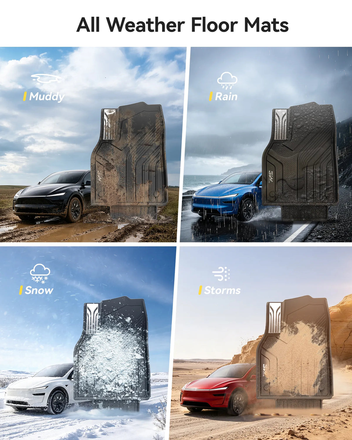 3W Tesla Model Y L 2026-2027 Custom Floor Mats Thorex™ All Weather Protection - 3Wliners