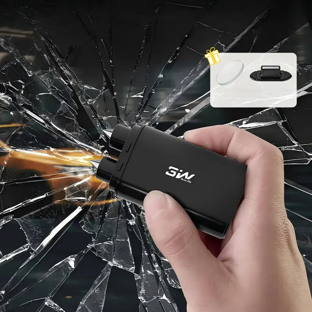 3W 2-in-1 Car Window Hammer Breaker & Seatbelt Cutter with Compact Dual-Head Design Car Accessories
