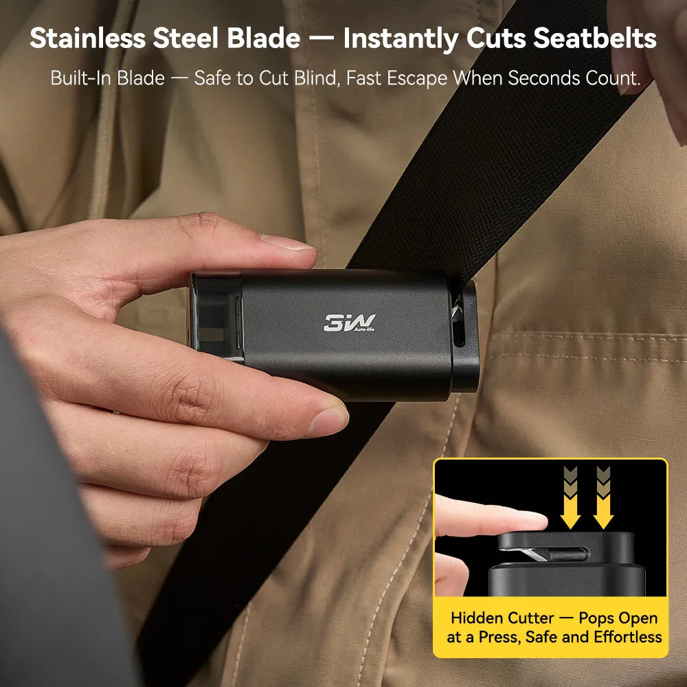 3W  2-in-1  Car Window Hammer Breaker & Seatbelt Cutter with Compact Dual-Head Design Car Accessories Convenient, practical, safe and reliable