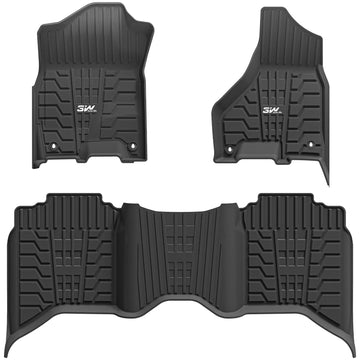 3W Custom Floor Mats for 2019-2026 Ram 2500/3500 Crew Cab with Bucket Seats (Not for PTO KIT Models & Only for Carpet Floor) Thorex™ All-Weather Protection