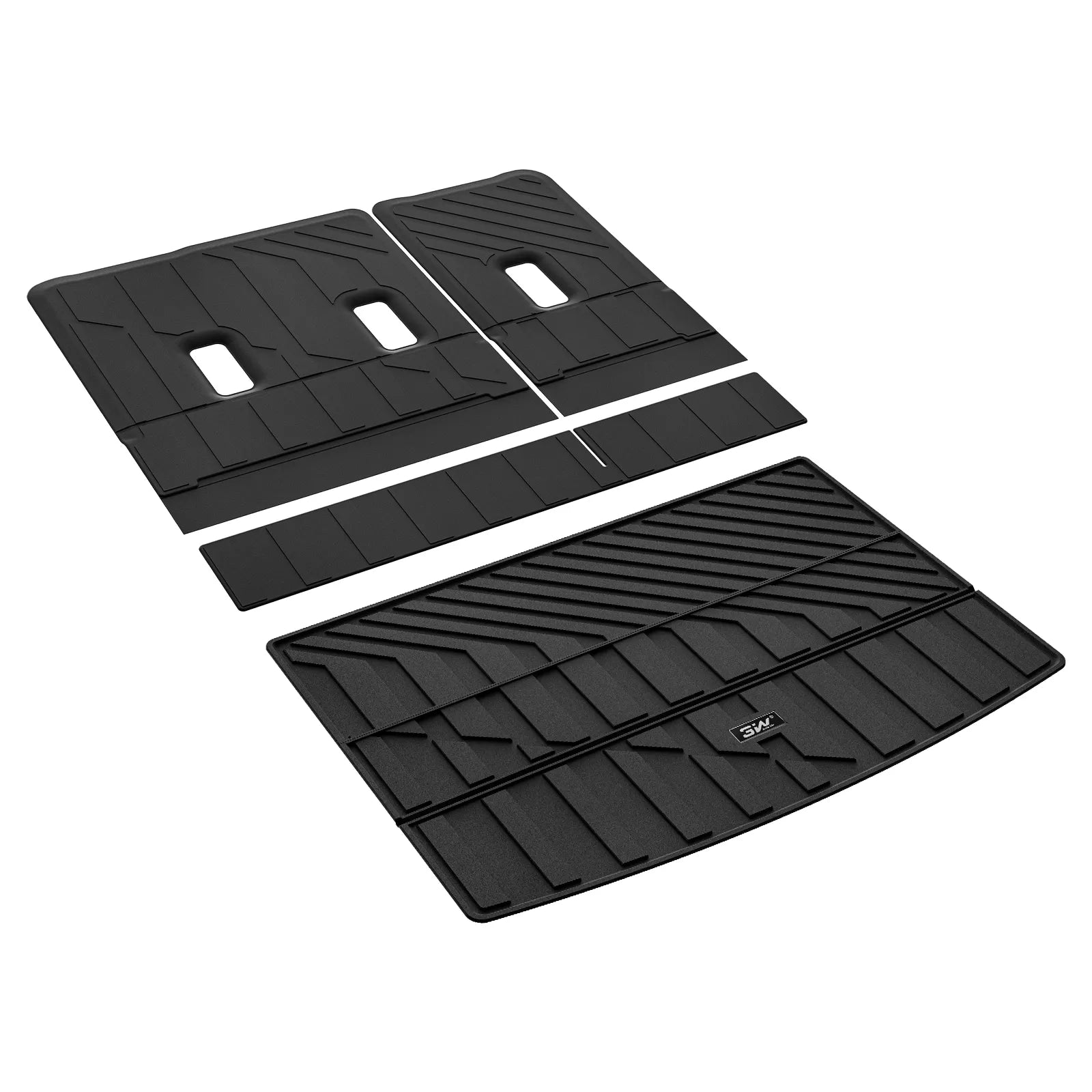 3W Cargo Mat & Seat Back Protector for 2021-2026（Only 7 Seats） Chevy Suburban/GMC Yukon XL(Only Yukon XL, Not Fit Yukon)/Cadillac Escalade ESV(Not Escalade),All Weather Car Mats, Black, TPE Car Mats