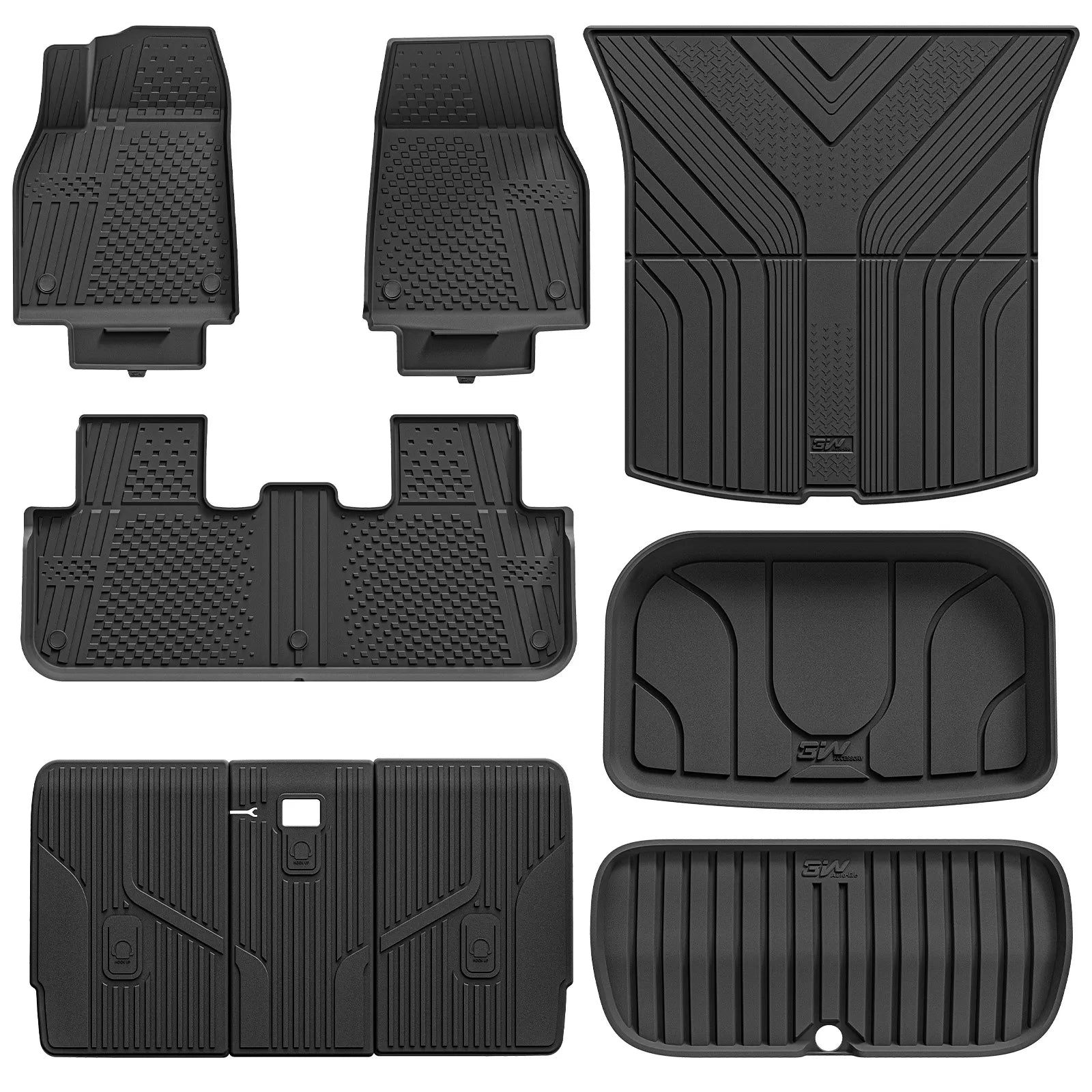 3W Tesla Model Y Juniper 2025 2026 Custom TPE Floor Mats All-Weather Protection 5-Seater Floor Mats Trunk Mats 9Pcs