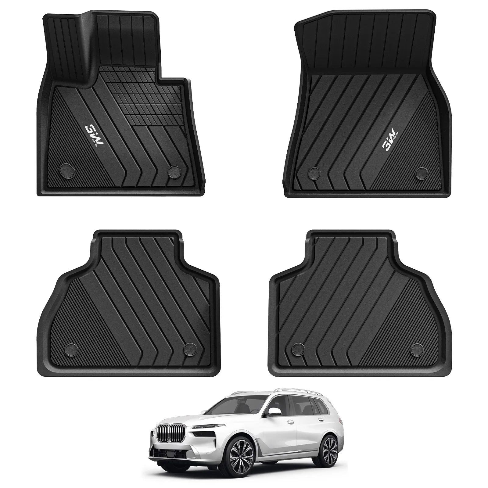 3W BMW X7 2019-2025 6 Seats 1st & 2nd Row Custom Floor Mats TPE Material & All-Weather Protection Vehicles & Parts 3Wliners