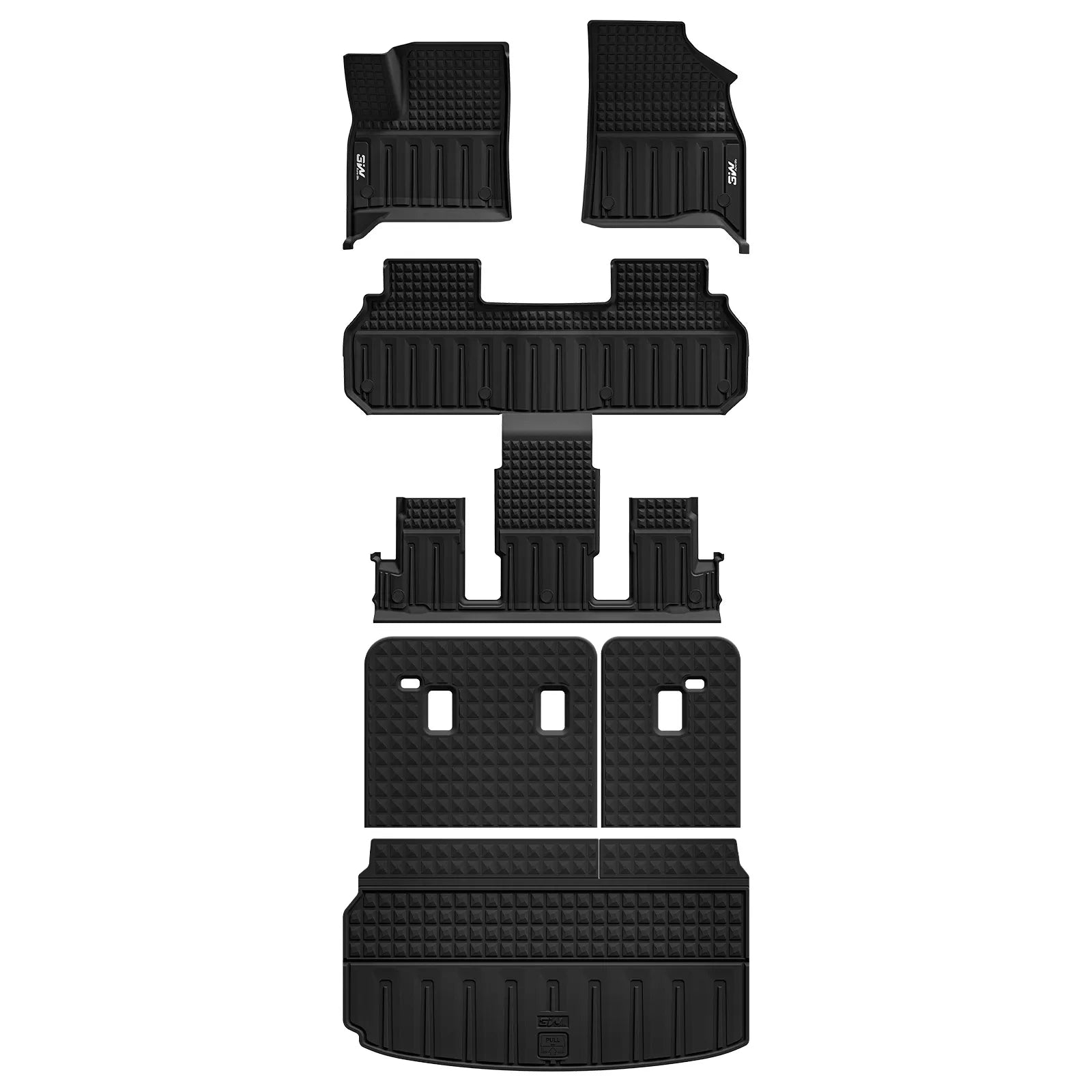3W Floor Mats Cargo Liner Seat Back Protector Fit Chevrolet Traverse/GMC Acadia/Acadia Denali 2024-2025 2026 /Buick Enclave 2025-2026 Full Set All Weather Protection