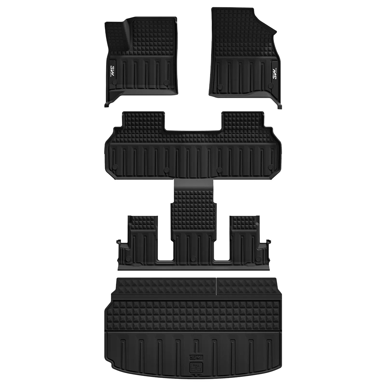 3W Floor Mats Cargo Liner Fit Chevrolet Traverse/GMC Acadia/Acadia Denali 2024-2025 2026 /Buick Enclave 2025-2026 Full Set All Weather Protection