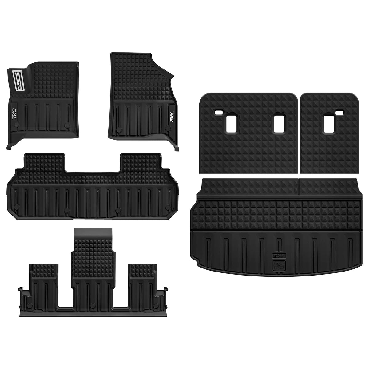 3W Floor Mats Cargo Liner Seat Back Protector Fit Chevrolet Traverse/GMC Acadia/Acadia Denali 2024-2025 2026 /Buick Enclave 2025-2026 Full Set All Weather Protection