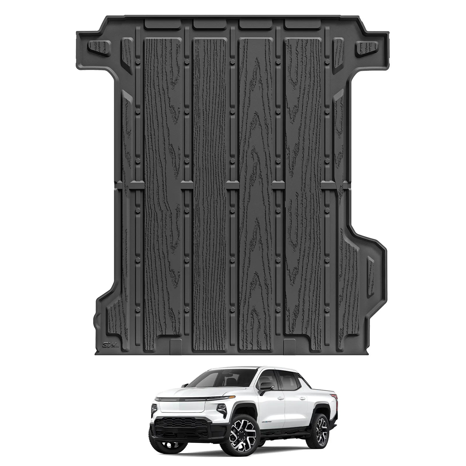 3W Floor Mats Fit for Chevrolet Silverad EV 2024-2025 (WT & RST)/GMC Sierra EV/Sierra EV Denali Accessories TPE All Weather Bed Mat