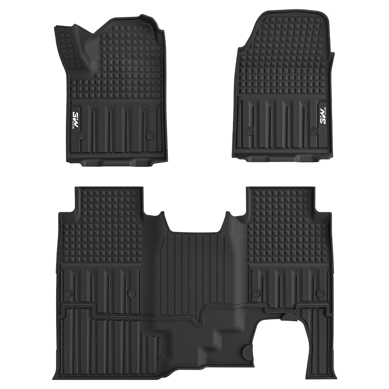3W Floor Mats Fit for Chevrolet Silverad EV 2024-2025 (WT & RST)/GMC Sierra EV/Sierra EV Denali Accessories TPE All Weather Floor Liner 1st and 2nd Row Car Mats