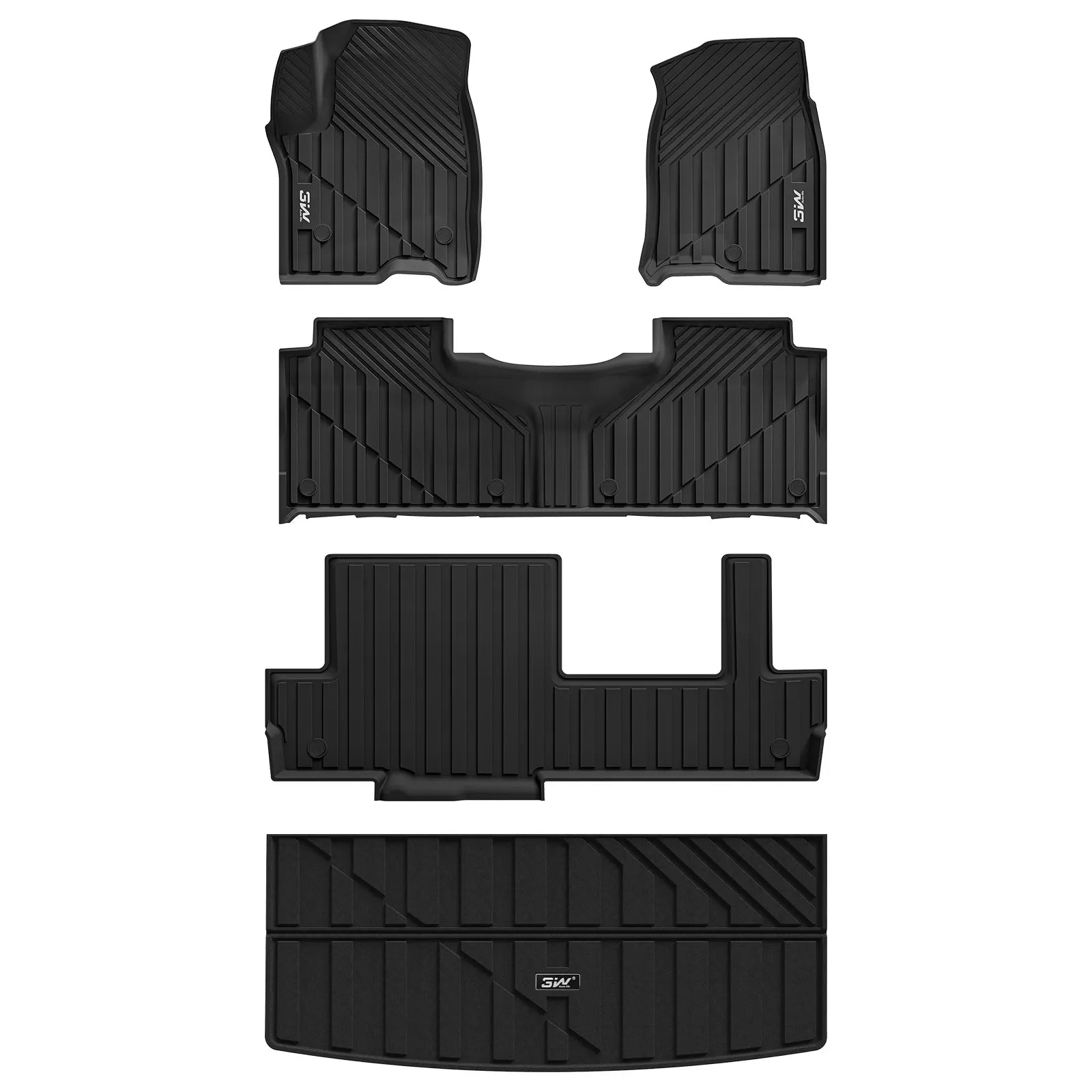3W Chevy Tahoe / GMC Yukon / Cadillac Escalade (Only for 8 Seats) 2021-2025 Floor Mats/ Cargo Liner Thorex™ All-Weather Protection