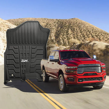 3W Custom Floor Mats for 2019-2026 Ram 2500/3500 Crew Cab with Bucket Seats (Not for PTO KIT Models & Only for Carpet Floor) Thorex™ All-Weather Protection