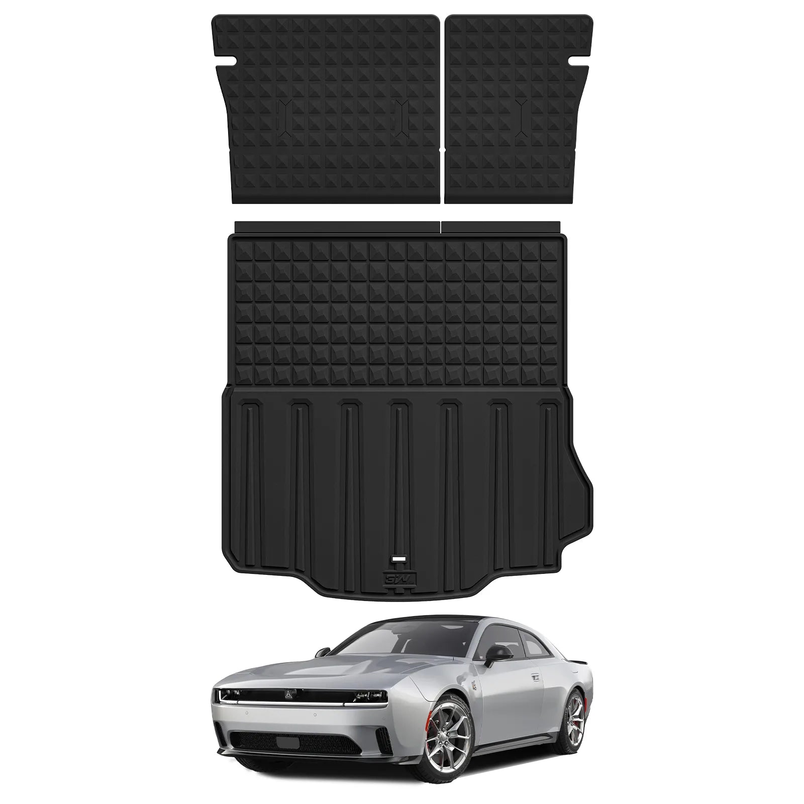 3W Trunk Mat Seat Back Protector Set Fit for Dodge Charger 2-Door Daytona EV Models Black TPE Mat All Weather Protection Car Accessories