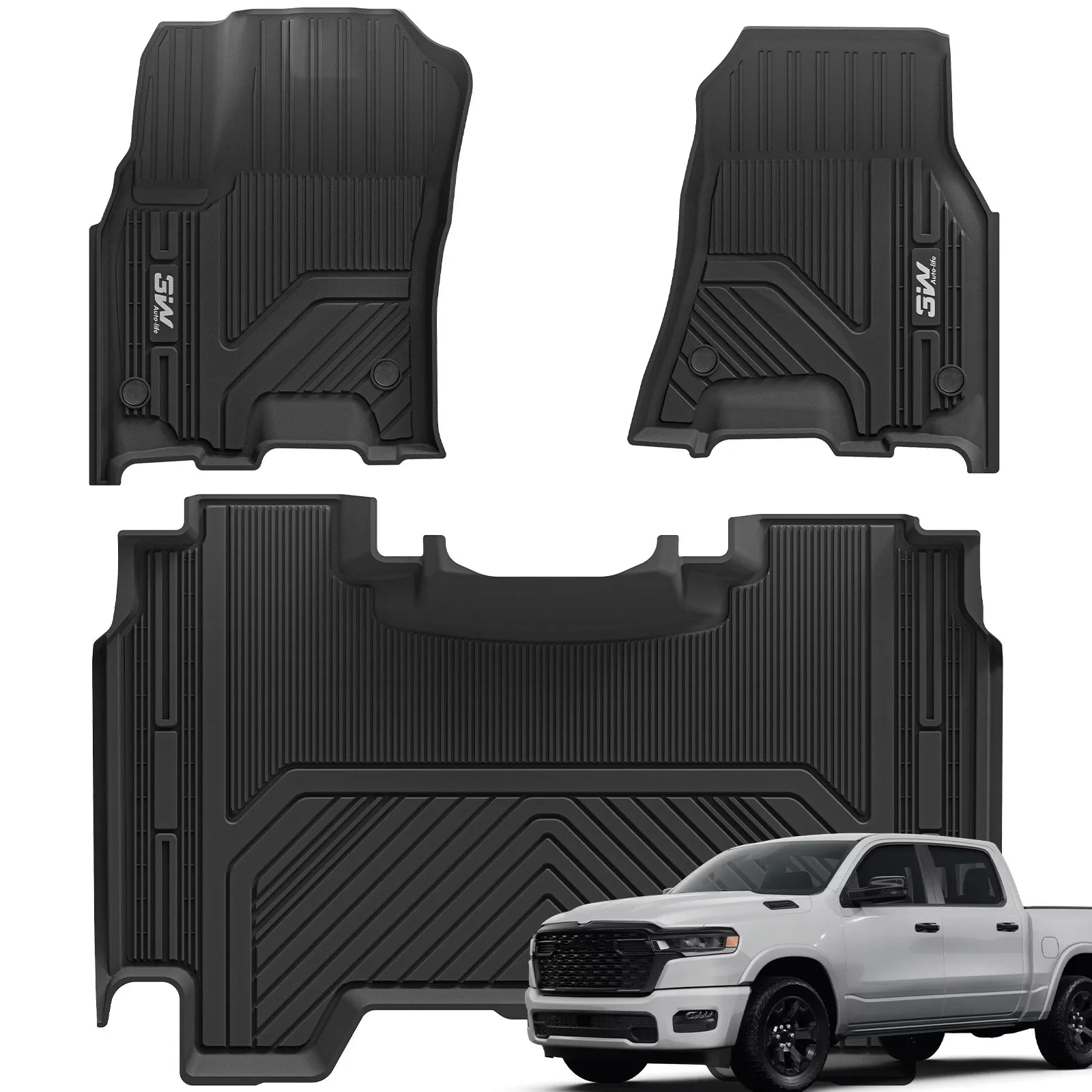 3W Dodge Ram 1500 2025 Custom Floor Mats Thorex™ All-Weather Protection
