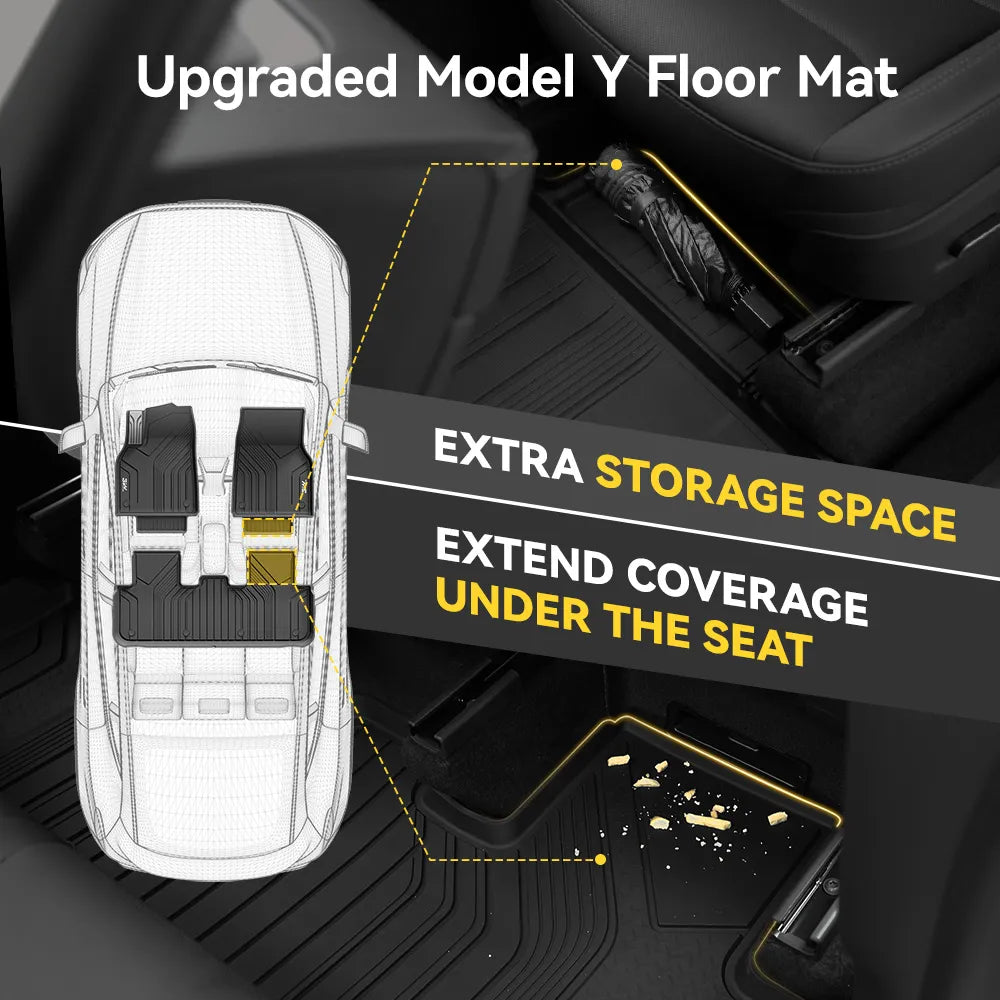 3W Floor Mats / Trunk Mat for Tesla Model Y Juniper 2025-2026  All Weather Protection Floor Mats Trunk Mat Back Seat Cover Set Full Protcetion