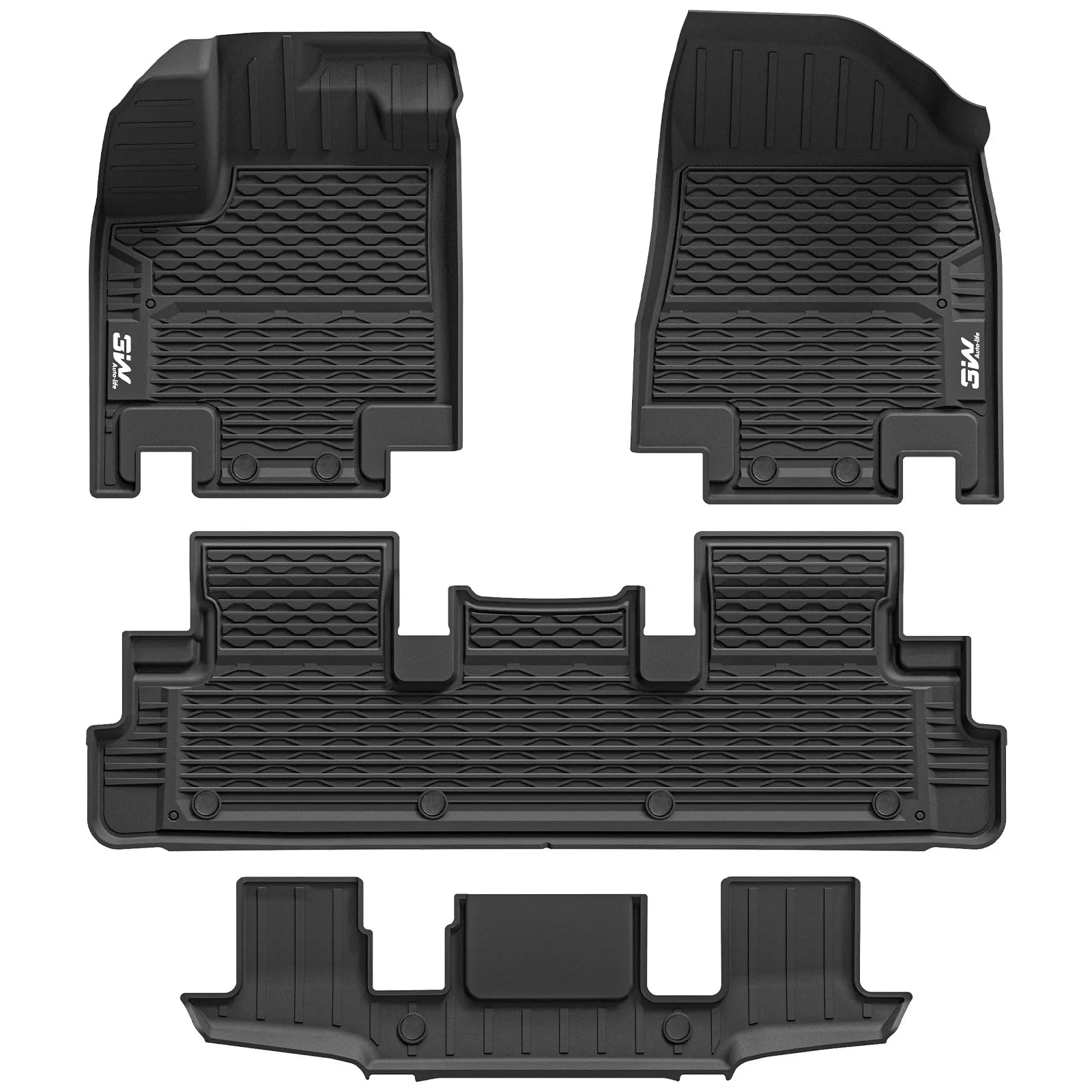 3W Floor Mats for Nissan Pathfinder 8 Seat 2022-2025 Thorex™ All-Weather Protection