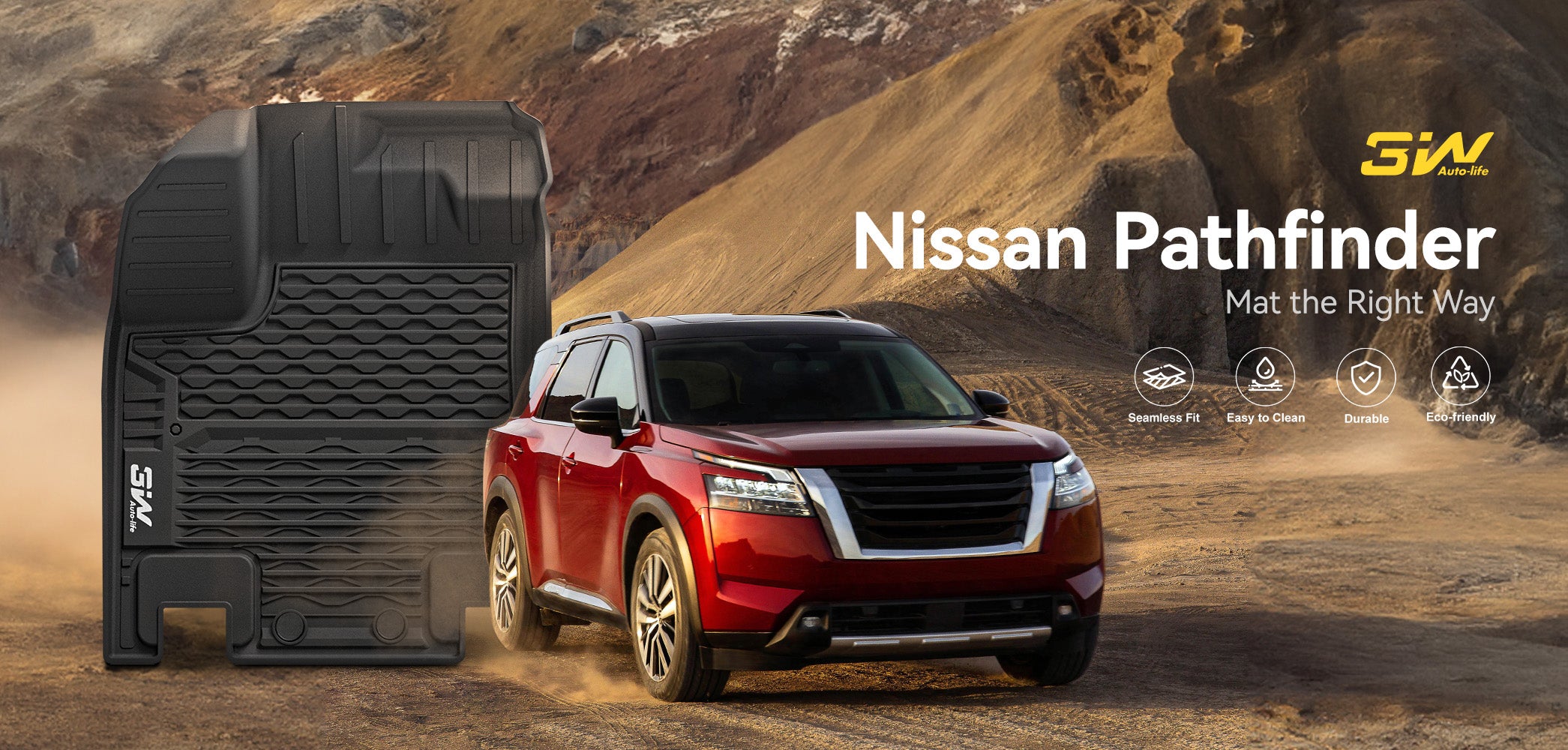 3W Floor Mats for Nissan Pathfinder 8 Seat 2022-2025 Thorex™ All-Weather Protection