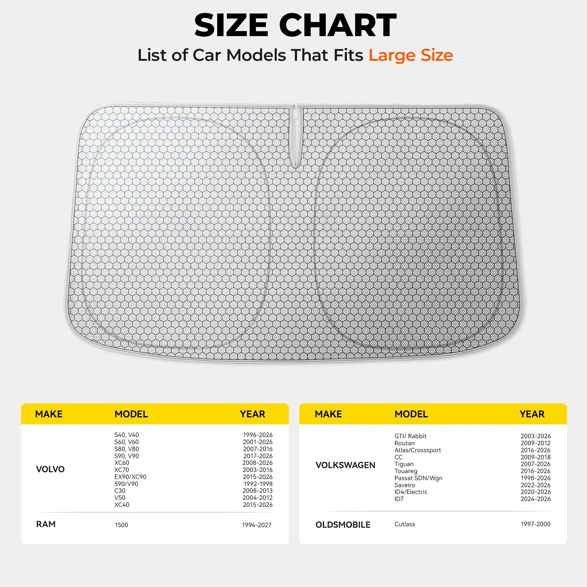 3W Graphene Car Windshield Sun Shade, Fit for Chevrolet Colorado Suburban Equinox/ GMC Yukon/ Nissan Frontier/ Toyota RAV4 Advanced Heat Dissipation Fabric Car Window Shades, Blocks 99% UV & Infrared Rays(64" L x 32" W)